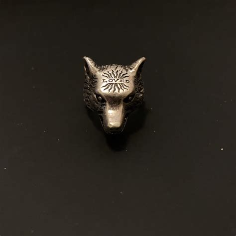 Gucci Anger Forest Wolf Head Cocktail Ring .